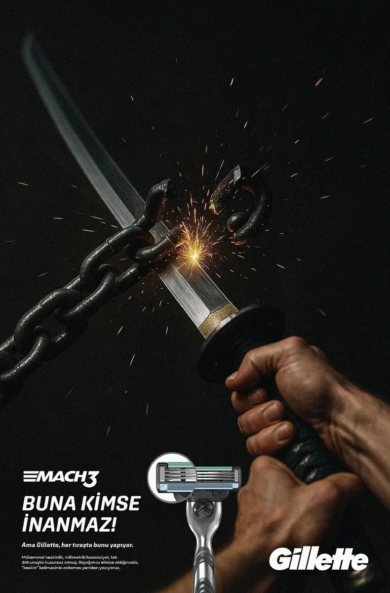 Gillette campaign blade cutting through a chain