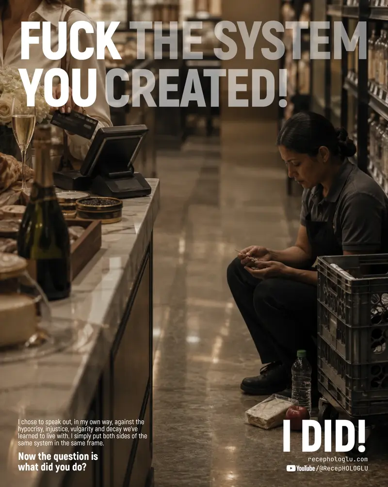 I DID campaign image contrasting luxury retail and labor