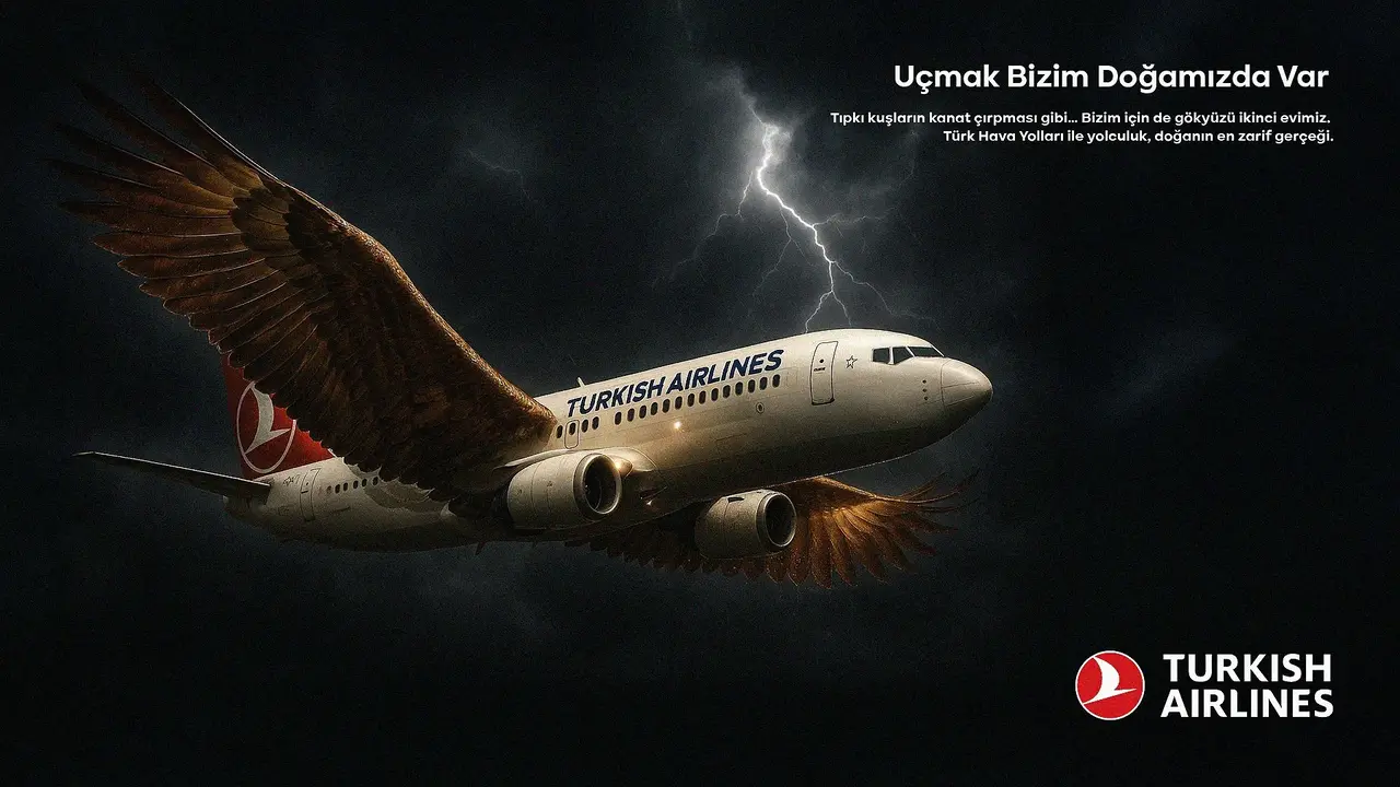 Turkish Airlines campaign variation in a stormy sky