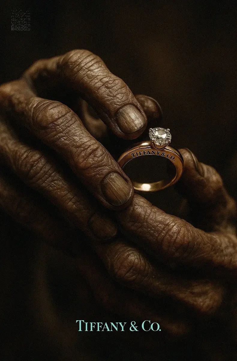 Tiffany and Co campaign close-up of hands holding a ring