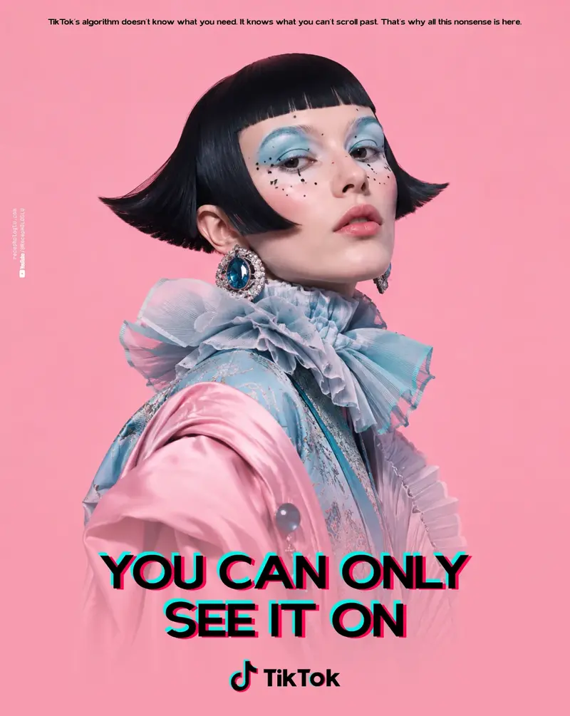 TikTok campaign portrait on a pink background