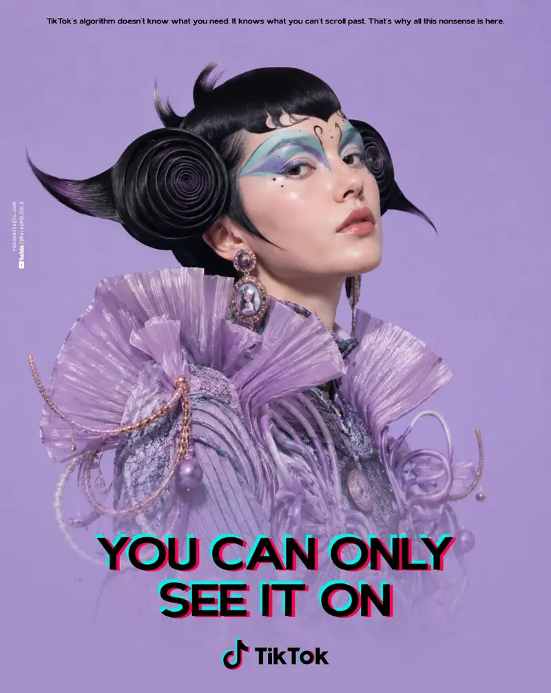 TikTok campaign portrait on a purple background