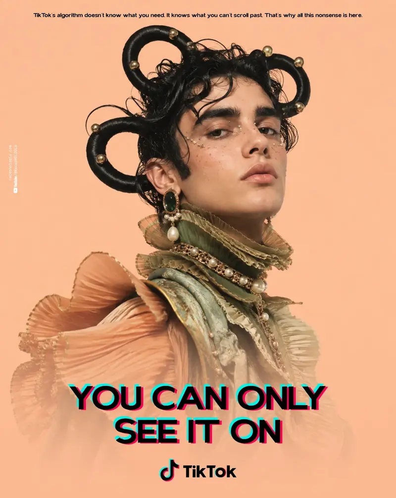TikTok campaign portrait on an orange background
